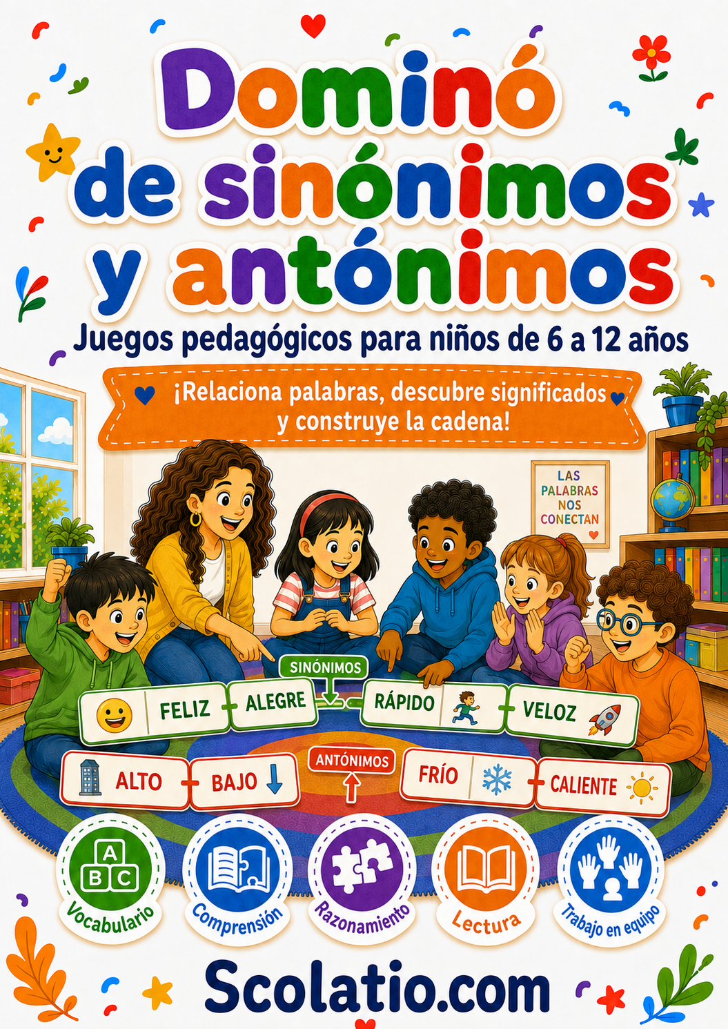 Portada de Dinámica - Dominó de sinónimos y antónimos