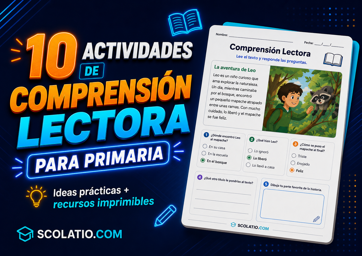Portada de Actividades de comprensión lectora para primaria: 10 ideas para trabajar en clase