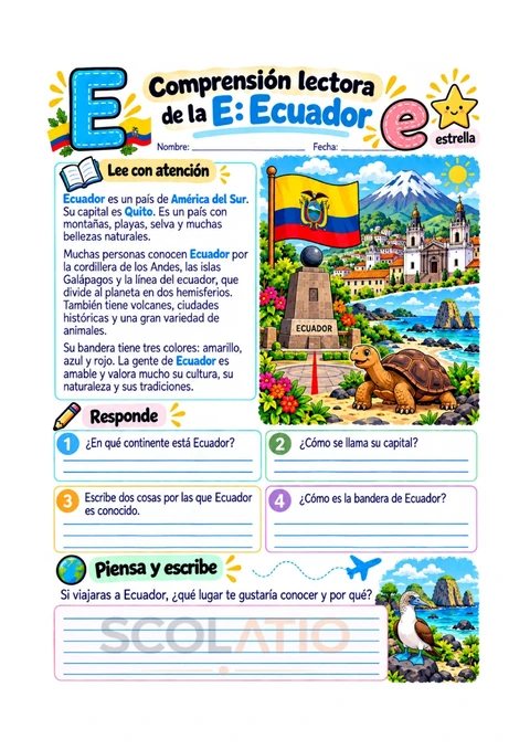 Comprensión lectora sobre Ecuador, página 40